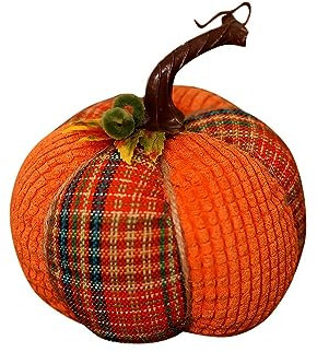 KAREN66 Künstliches Kürbissse Stoff Kürbis Herbstdeko Zierkürbis 13cm Orange Deko-Kürbisse Herbst Dekoration Herbstdekorationen Tischdeko Halloween Thanksgiving (C)