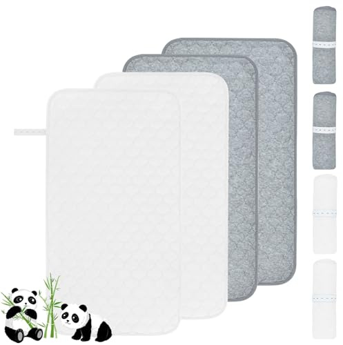 4PCS Changing Mat Liners Quilted Waterproof Baby Diaper Changing Pad Liners Washable Reusable Diaper Changing Liners for Bassinet Stroller Bed 68 x 37cm