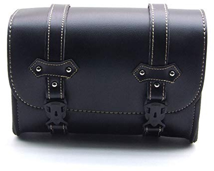 Riloer Motor Saddle Bags, Waterproof Motorcycle Seat Bag, Motorbike Pannier Bag Universal Luggage Bags for Rear Rack Trunk with Installation Straps, PU Black