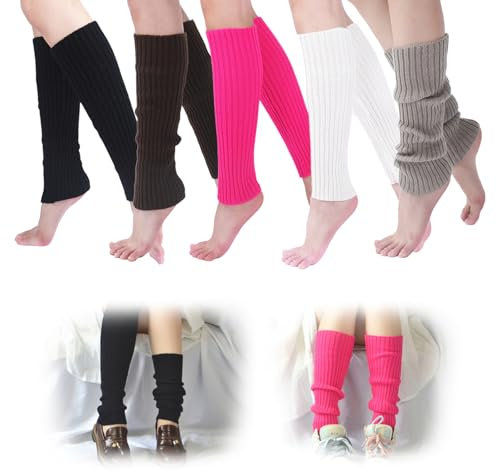 Cinsersr 5 Paar Stulpen Damen,Leg Warmers,Stulpen für Damen,Beinstulpen Damen,Beinwärmer,Geeignet für Winter,Tanz,Sport,Fitness(Mehrfarbig)