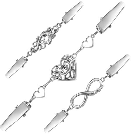 JIYIN Lot de 3 clips pour cardigan - 3 styles vintage - Clip pour pull - Boucle d'écharpe - Clips de fermeture pour cardigan, pulls, robes, chemises, Zinc