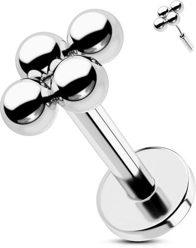 OUFER Body Piercing 16G/18G Labret Piercing Jewellery Threadless Helix Earrings Lip Stud Bars Titanium Tragus Conch Cartilage Flat Back Earrings 6/8mm