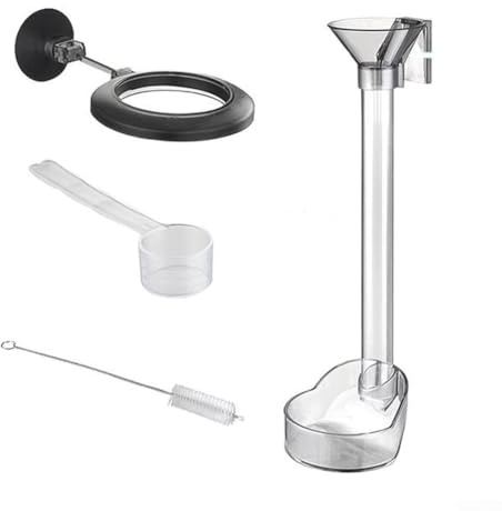 Kit de tubo de alimentación de camarones con tubos de plástico de PC ajustables, anillo de alimentación, cepillo de limpieza de tubos y cuchara medidora, ideal para alimentación controlada en acuarios