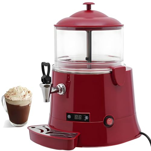 5L/10L varmchokladmaskin och varma dryckesautomat, 400W kommersiell varmchokladmaskin med temperaturkontroll på 200-84°C, läckagesäker spärr och transparent hink Red-5L
