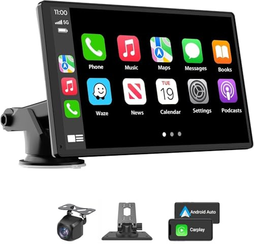 Carplay Screen for Car, 7'' Wireless CarPlay & Android Auto- Upgrade Portable Touchscreen with Bluetooth, Mirror Link, Voice Control, Hands-Free Calling Car Play Screen Stereo for All Vehicles