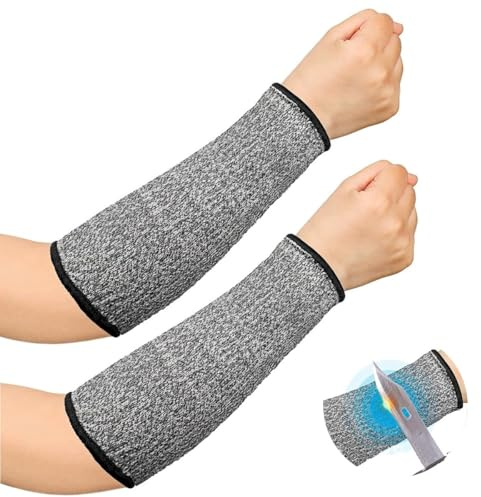 Lahkvor 1 Paire Manches Protection Anti-Coupures,Brassards de Sécurité pour Jardinage et Cuisine,Résistants à la Chaleur et aux Éraflures,Gris,Protection des Avant-Bras pour le Travail et les Loisirs