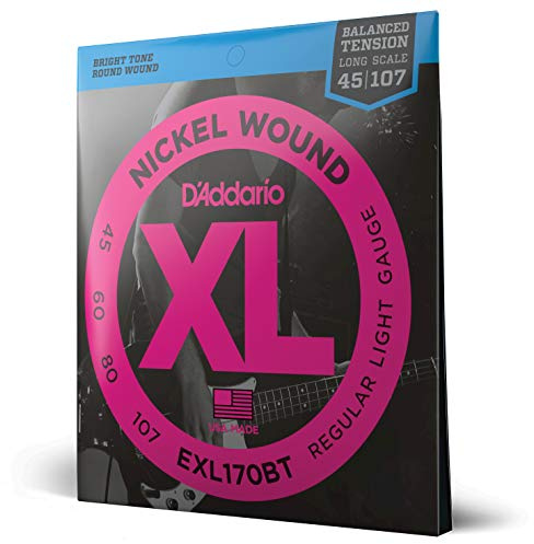D'Addario EXL170BT 45-107 Gauge Nickel Wound Bass Guitar Strings, Balanced Tension Light