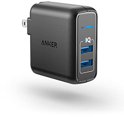 USB Charger, Anker Elite Dual Port 24W Wall Charger, PowerPort 2 with PowerIQ and Foldable Plug, for iPhone 11/Xs/XS Max/XR/X/8/7/6/Plus, iPad Pro/Air 2/Mini 3/Mini 4, Samsung S4/S5, and More