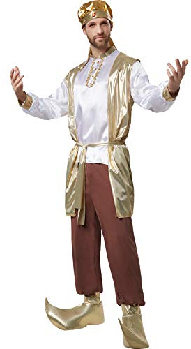 dressforfun 900527 - Herrdräkt kraftfull sultan, elastiska byxor och orientalisk rock med gyllene detaljer (XL | nr 302643)
