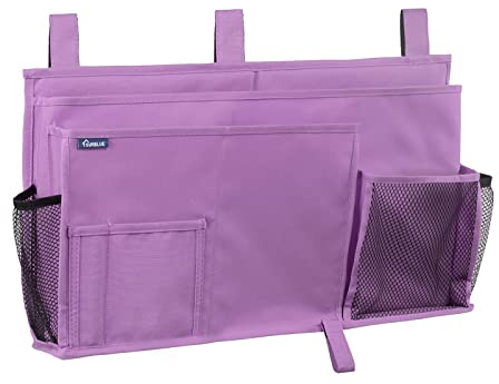 Surblue Caddy Hanging Organizer Bedside Storage Bag for Bunk and Hospital Beds, Purple, L
