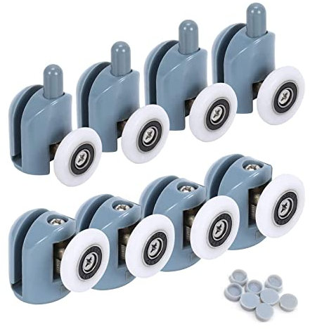 HO2NLE 25mm Shower Door Rollers Shower Door Wheels Set of 8 Single Wheel Replacement Shower Door Runners Shower Screen Rollers for Curved Doors 4-6mm Glass(4 Upper Rollers and 4 Bottom Rollers)