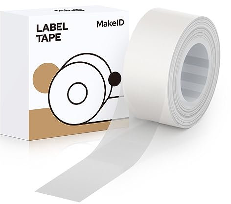 Makeid Etikettenband 16mm x 4m farbig Hitzebeständig Selbstklebend als Ersatz für Makeid L1/Q1/E1 Transparent