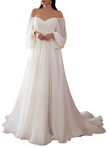 Onsoyours Abiti da Sposa Donna Elegante Senza Maniche Scollo a V Nuzial Abito con Spacco Pizzo Lungo Vestito