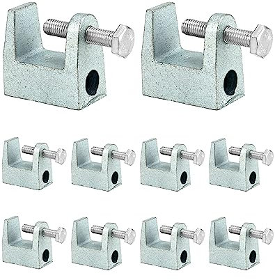 QWORK® 12 Pieces Beam Clamps Bracket, Galvanized Steel, M8 (8mm), for Bridge Construction, Construction Engineering