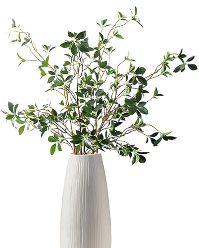 Tuxiaobu 71 cm (28 tum) konstgjorda växter, grönska, Banyan-stjälkar, falsk fikuskvist långa stjälkar för bröllopsfest blomsterarrangemang, falska eukalyptusgrenar för heminredning och kontor (3 st)
