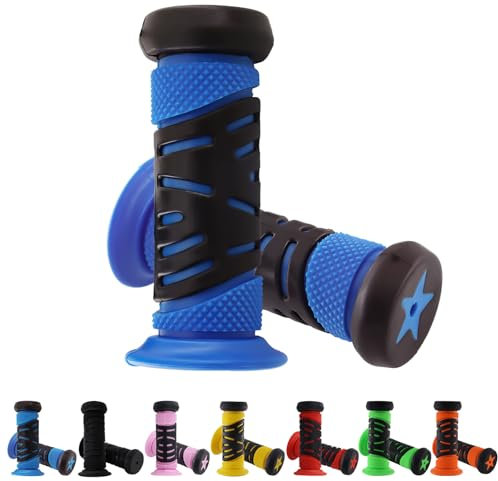 TOKSEO Couple Poignée Velo Enfant,Poignée de Bicyclette en Caoutchouc Antidérapante avec Protection de Sécurité et Antichoc pour Trottinette, vélo de Course, vélo d'enfant (Bleu)