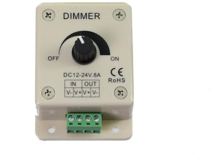 Jandei – Interruptor y Regulador de Intensidad para Tira Led Monocolor, Dimmer 1 Canal 12V – 24V, hasta 8A. Montaje en Superficie, Medidas 60 x 89 x 35cm
