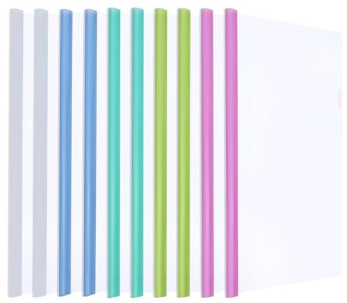 M&G 10 Pack Report Covers with Sliding Bar, 8mm Clear Report Covers for A4 and Letter Size Paper, 60 Sheet Capacity, Presentation File Folder Document Binder for School Office (Colored Sliding Bar)
