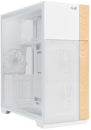 InWin F5 E-ATX Full Tower Case per computer con cornici modulari frontali in legno personalizzabili, pannelli in vetro temperato, pannelli a rete ventilati e supporto per scheda madre ATX Back Connect