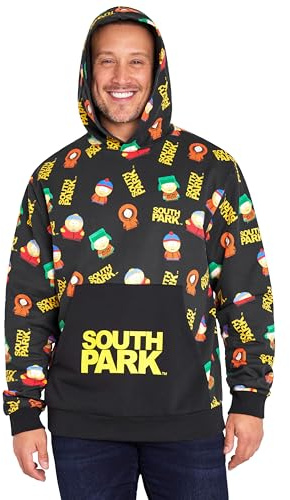 South Park Hoodie for Men, Warm Hooded Sweatshirt, Long Sleeve Sweater, Casual Pullover, Kyle Kenny Funny Gifts for Men (Black/Multi, M)