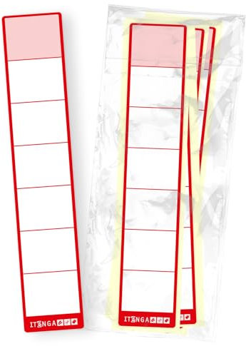 itenga 10x Ordneretiketten SCHMAL Ordnerrückenschild für schmale Ordner I Aufkleber für Ordnerrücken selbstklebend aus Haftpapier 3,6x19cm (rot)