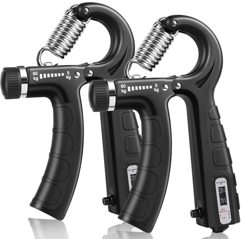 Byitin Handgreppsförstärkare med räknare, 2-pack, underarmsförstärkare, justerbart motstånd mellan 5 och 60 kg, handgreppare, armtränare, styrketräningsutrustning för handskada och återhämtning