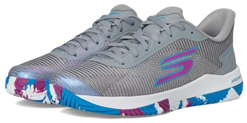 Skechers Women's Viper Court Pro 2.0 Sneaker, Gray Synthetic Textile Multi Trim, 38 EU