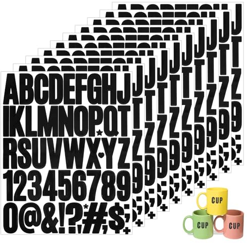 JJUNW Juego de pegatinas con letras y números, 5 cm, autoadhesivas, impermeables, de vinilo, para scrapbooking, manualidades, tarjeta de felicitación (negro)