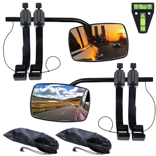Melko Wohnwagenspiegel 12x19 cm universal Caravan Spiegel | inkl. Wasserwaage | 2 Stück Außenspiegel rechts & links Spiegelverlängerung Abschleppspiegel gängige Fahrzeugtypen Konvexspiegel