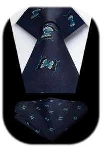 HISDERN Cravates pour homme avec motif animal - Cravate de mariage - Mouchoir de poche - Imprimé tendance - Cravate d'affaires et carré de poche, taille unique