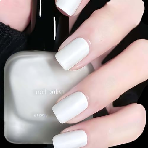 White Nail Polish, Matte Nail Polish, Quick-drying, No Need for UV Curing, Perfect for Women During Winter or Christmas, Apply base coat to strengthen nails