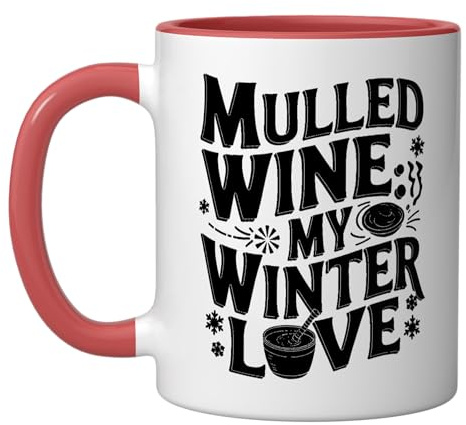 Mulled Wine My Winter Love Ceramic Mug, Red/White, 11oz