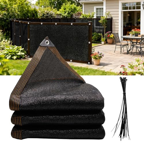 Henrrida Malla de privacidad para jardín, 2 m x 4 m, con cintas de fijación, resistente a los rayos UV y al desgarro, para balcón, jardín y piscina, color negro