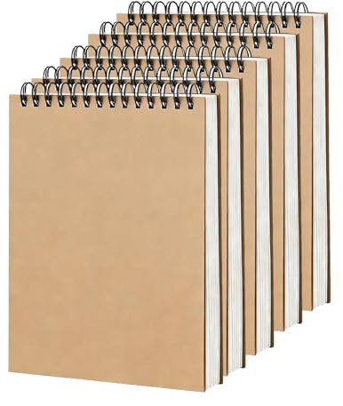 5 PCS A6 Sketchbooks, 300 Pages/150 Sheets, 160 g/m² Thick Paper, Kraft Paper A6 Sketch Book with Spiral Bound, Drawing Pad for Artists Adults Student Supplies(14.8X10.5cm)