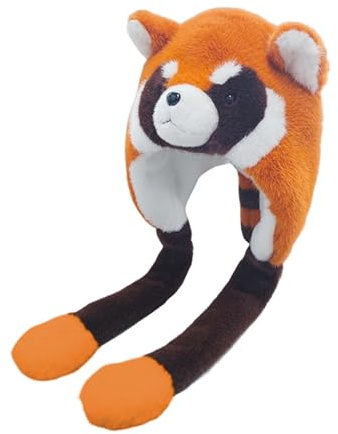 Njidher Children's Winter Animal Hat | Cute Raccoon Shape - Soft Plush Hat with Moving Ears, for Girls, Teenagers, Cosplay, Outdoor, Cold Parties, Daily