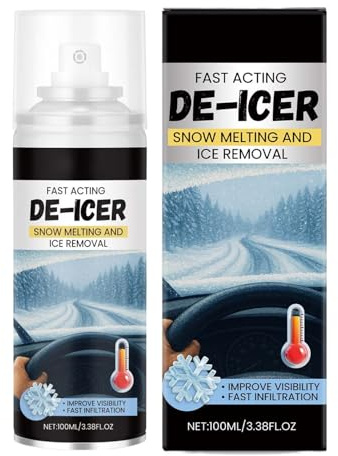 Snow Melting and De-Icing Agent, Long-Lasting Anti-Freeze Formula, 100ml, Windshield De-Icers, Fast Acting Ice Remover & Fridge Defrosting Agent, Multi-Purpose Melting Spray, for Car, Window, Freezer