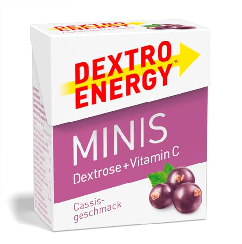 DEXTRO ENERGY MINIS CASSIS + VITAMIN C - 50g (1 Stück) - Traubenzucker für schnelle Kohlenhydrate und Vitamin C für das Immunsystem, ideal zu portionieren