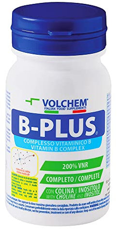 Volchem B-Plus, Integratore Alimentare Completo con Vitamine del Complesso B, Colina e Inositolo, 200% VNR, Contribuisce al Mantenimento delle Funzioni Fisiologiche, Barattolo da 60 Compresse, 72 g