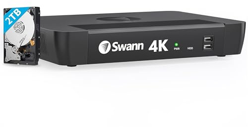 Swann 4K 8Channel Security Camera System NVR Recorder: nvr-8580 Security PoE NVR Box with 2TB HDD,24/7 Continuous Recording,Work with Swann IP 12MP/4K/5MP/4MP HD Cameras, SRNVR-88580H