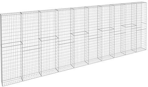 Tidyard Gabionenwand mit Abdeckung Gabione Verzinkter Stahl,Wand Sitzfläche Steinzaun Drahtkorb für Stützmauern Gartenzaun Mauer Säule,Abmessungen:600 x 30 x 200 cm (L x B x H)