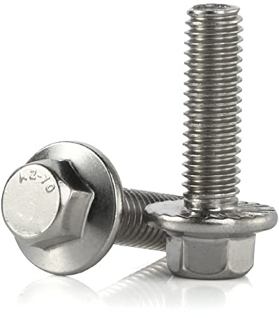 MewuDecor M8 x 25mm Flanged Hex Head Bolts Flange Hexagon Screws, Stainless Steel 18-8 (304), Plain Finish, 15 PCS