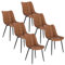 WOLTU Esszimmerstühle 6er Set Küchenstuhl Polsterstuhl Wohnzimmerstuhl Sessel mit Rückenlehne, Sitzfläche aus Kunstleder, Metallbeine, Antiklederoptik, Hellbraun BH207hbr-6