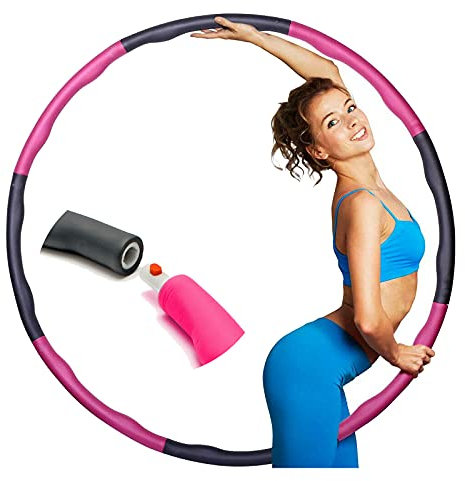 DayPlus Hula Fitness Hoop Reifen, Hola Hoop Erwachsene mit Einstellbarem Gewicht, 6-8 Segmente Abnehmbarer, Smart Hoola Hup Reifen für Fitness/Training/Aerobic, Rosa