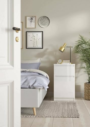 Dmora Mesita Francoise, cómoda Baja, Mesa de Noche, Estante de Cama, 40 x 40 x 70 cm, Color Blanco