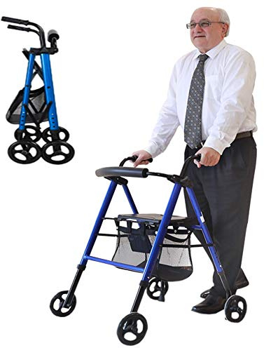 TRFAN Ayuda para Caminar con Ruedas Plegable compacta para Personas Mayores, Personas Mayores y Adultos: andadores estándar livianos para Ancianos con Ruedas y Asiento Decoration