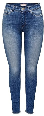 ONLY Damen Jeans ONLBLUSH MID SK ANK RW DNM REA1319 NOOS 15293282,Medium Blue Denim,M / 32L