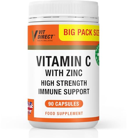 Vit Direct Vitamin C with Zinc High Strength 90 Vegan Capsules