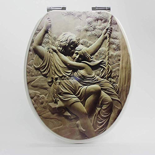 Toilettensitz-Art-Toilettendeckel, extrem widerstandsfähige Oberseite, massiv, verdickt, O/V/U-Form, universeller WC-Sitzbezug aus massivem Holz, Badezimmerdeckel, Familie G (D 42~47 cm *