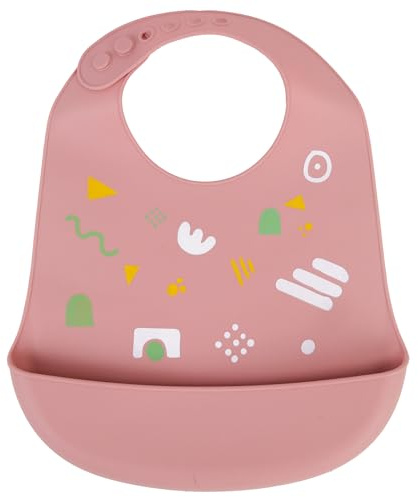 DORON & CHARLIE - Bavoir - Repas De Bébé - 056610 - Rose - Silicone - Design - Réglable - Etanche - DME - Lavable - Imperméable - 1er Age - Bavoir Souple - Puériculture - À Partir de 3 mois