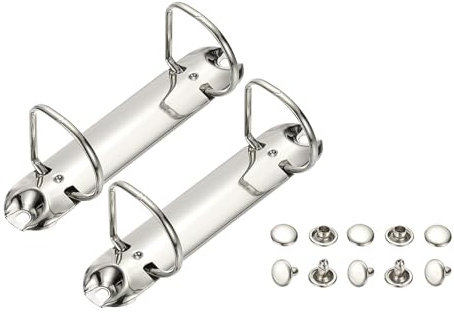 PATIKIL B7 2 hål ringpärmsmekanismer, 2 set 3,5 cm D-ring ersättningspärm planerare lösa bladbindande ryggar för arrangörer gör-det-själv fyllning papper förvaring mapp tillbehör, 26 mm silverton